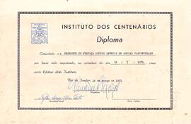 Diploma de sócio efetivo do Instituto dos Centenários