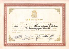 Certificado da Medalha do Mérito Municipal de Miguel Pereira