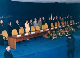 Fotografia de uma reunião realizada no auditório "Juscelino Kubitschek", no Ministério ...