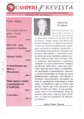 Revista de informação "CAMPERJ em Revista", setembro/1998, ano I/número I.