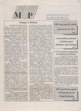Informativo do Ministério Público referente ao mês de Outubro de 1991, Ano I, nº 3