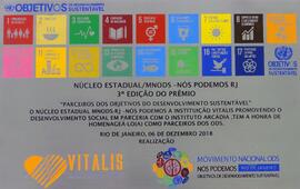 Placa de homenagem da 3ª edição do Prêmio "Núcleo Estadual/MNODS - Nós Podemos RJ"