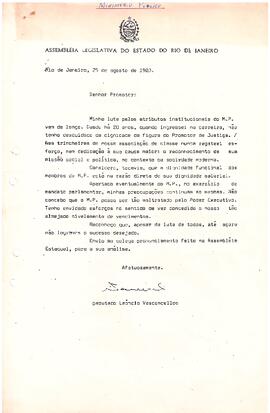 Carta sobre a necessidade de nivelamento de vencimentos
