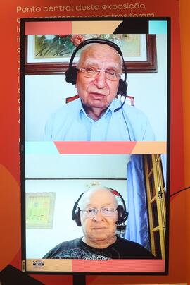 Fotografia do televisor dedicado à entrevista com Célio Erthal Rocha