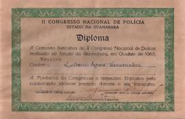 Diploma do II Congresso Nacional de Polícia no Estado da Guanabara