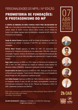 Cartaz da 16ª Edição do Projeto Personalidades do MPRJ