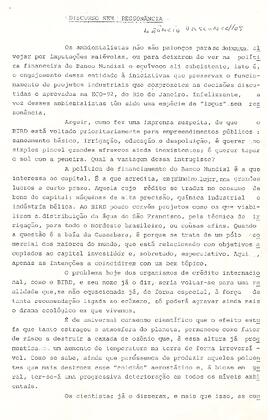Artigo para jornal intitulado "Discurso sem resssonância"