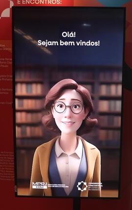Fotografia do televisor dedicado à assistente virtual Amélia