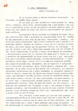 Artigo para jornal intitulado "O júri democrático"