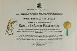 Diploma da Medalha do Mérito da Justiça Criminal