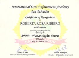 Certificado de conclusão do curso "ANSP - Human Rights Course"