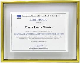 Certificado do curso de Formação e Aperfeiçoamento do Promotor do Júri