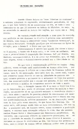 Artigo para jornal intitulado "Em torno das eleições"