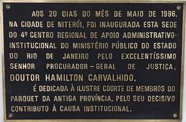 Placa de inauguração da sede do CRAAI-Niterói
